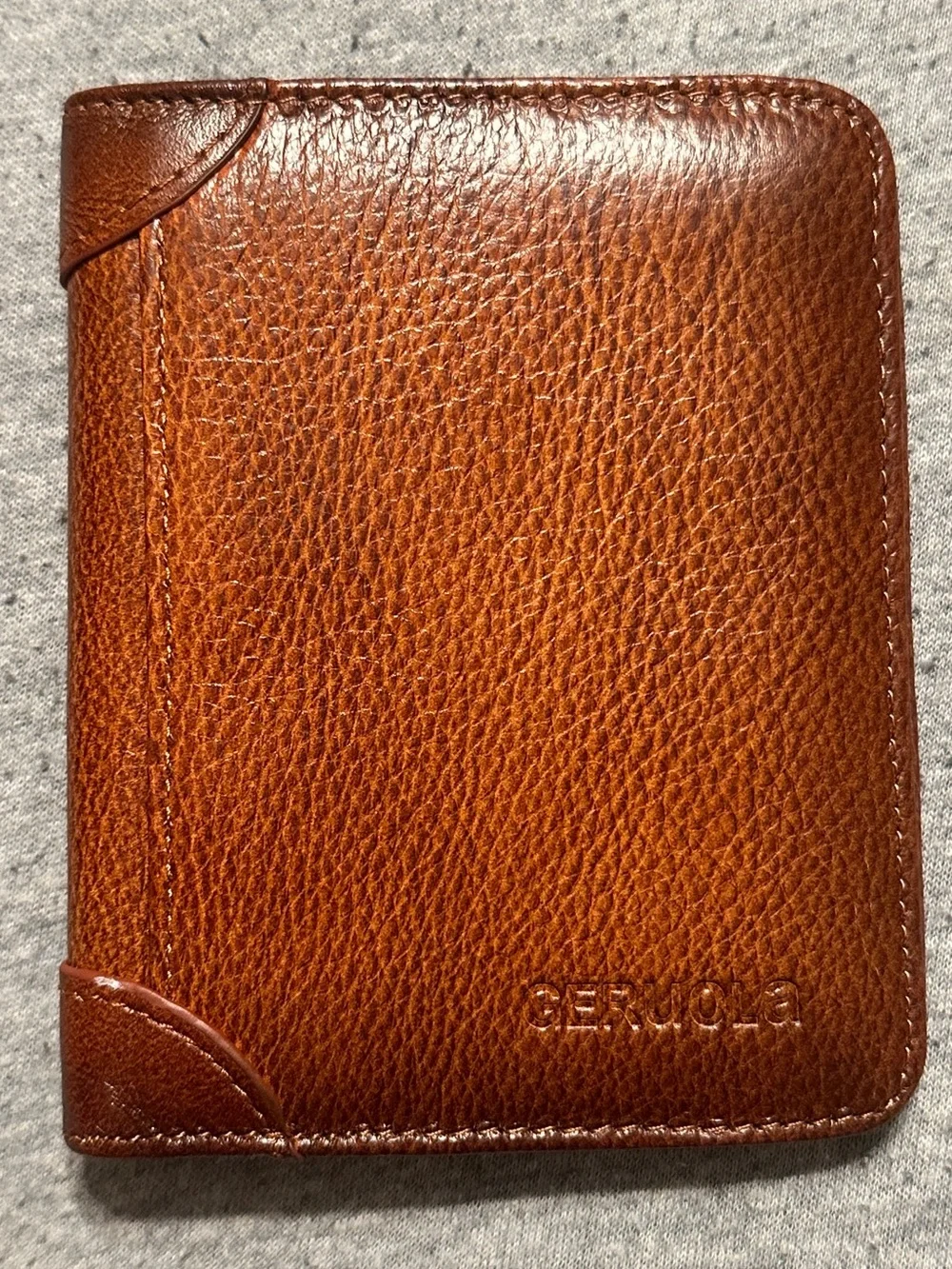 GERUOLA Slim RFID Shielded Genuine Leather Multifunction Tri-Fold Wallet, Brown